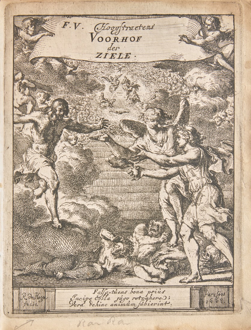 [Early Printing] H(oogstraeten)., F(rans). van. Het Voorhof der Ziele, Behangen met leerzaeme (1 of 4)
