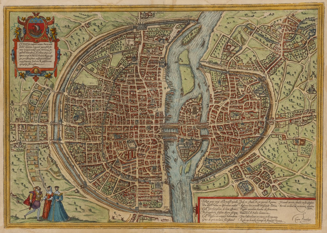 [Maps & Atlases] [Paris] Braun, Georg and Frans Hogenberg. Lutetia Vulgari Nomine Paris, Urbs (1 of 2)