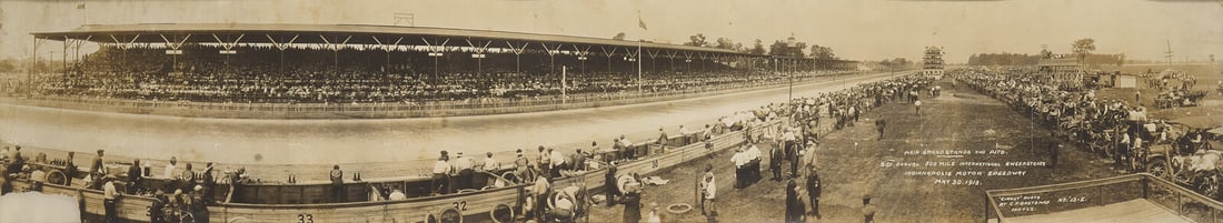[Motor Racing] [Indianapolis 500] Bretzman, Charles F. Panoramic photograph of the Main Grandstands (1 of 2)