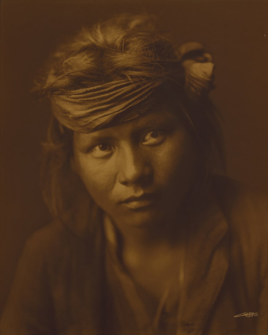 [Native-Americana] Curtis, Edward. A Son of the Desert-Navaho: [Native-Americana] Curtis, Edward. A Son of the Desert-Navaho (St. Paul, Minnesota): Christopher Cardoza Fine Art, 1999 (original negative, 1904). Signed in negative "Curtis CCP 1998". Goldtone photog