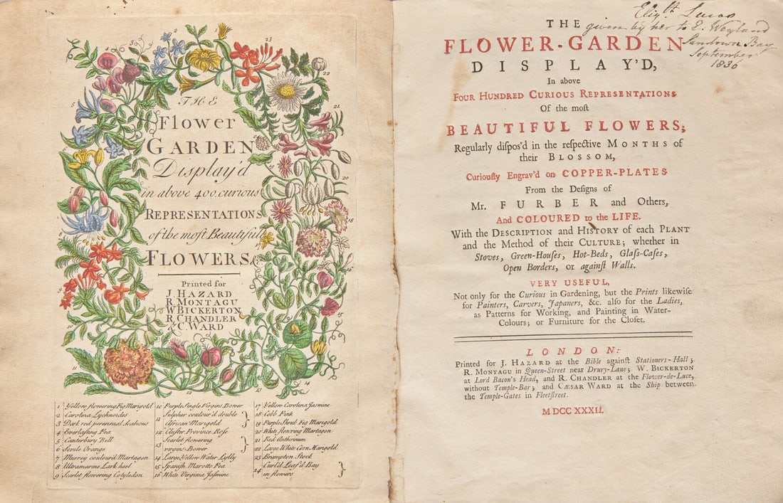 [Natural History] Furber, (Robert), and Richard Bradley. The Flower-Garden Display'd, In above Four (1 of 3)