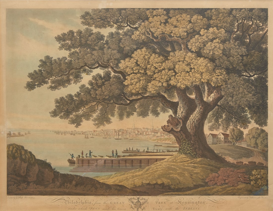 [Philadelphia] Beck, G(eorge). Philadelphia, from the Great Tree at Kensington, under which Penn: [Philadelphia] Beck, G(eorge). Philadelphia, from the Great Tree at Kensington, under which Penn made his Great Treaty with the Indians London & Philadelphia: Atkins & Nightingale, Jan. 1, 180