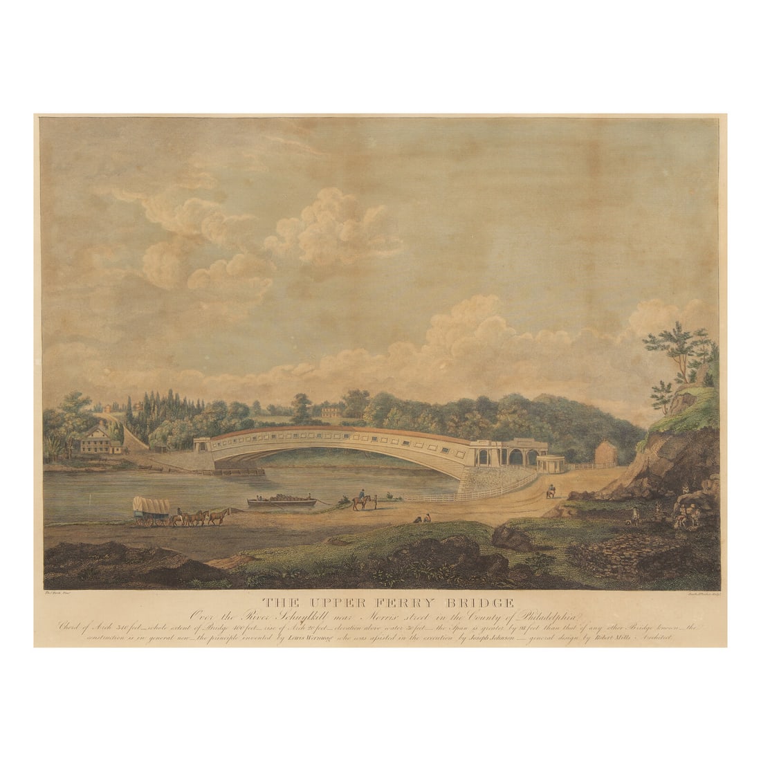 [Philadelphia] Birch, Thomas. The Upper Ferry Bridge Over the River Schuylkill near Morris street in (1 of 2)