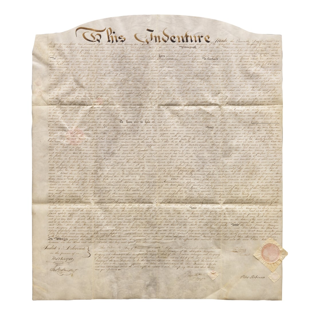 [Philadelphia] Manuscript Land Indenture Related to the Schuylkill Navigation Company (1 of 2)