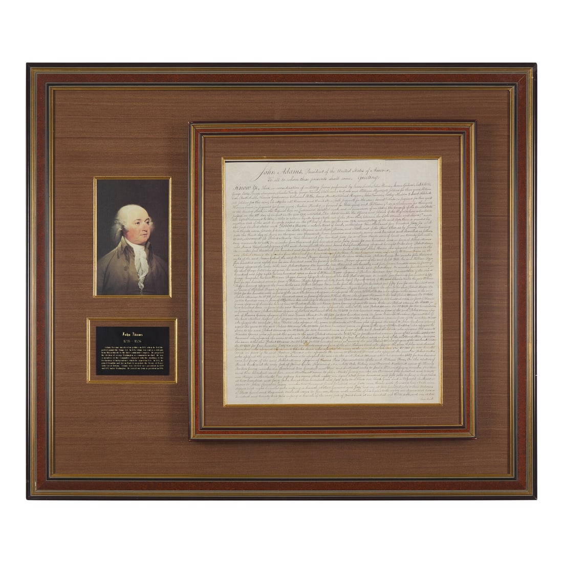 [Presidential] Adams, John. Manuscript Document, signed (1 of 4)