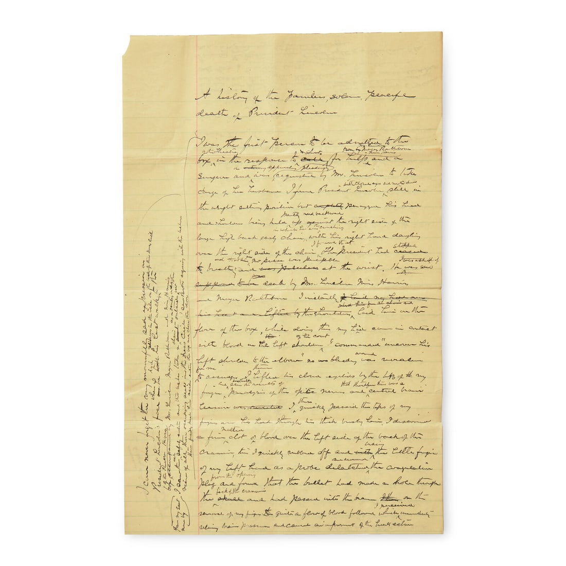 [Presidential] [Lincoln, Abraham] Leale, Charles A. Autograph Document Recounting Lincoln's (1 of 3)