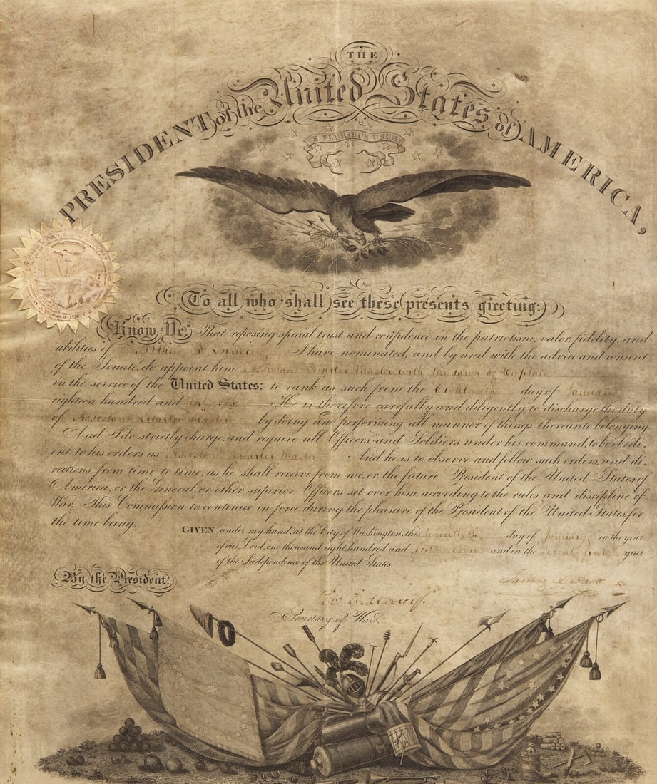 [Presidential] Polk, James K. Partially-Printed Military Commission, signed (1 of 2)