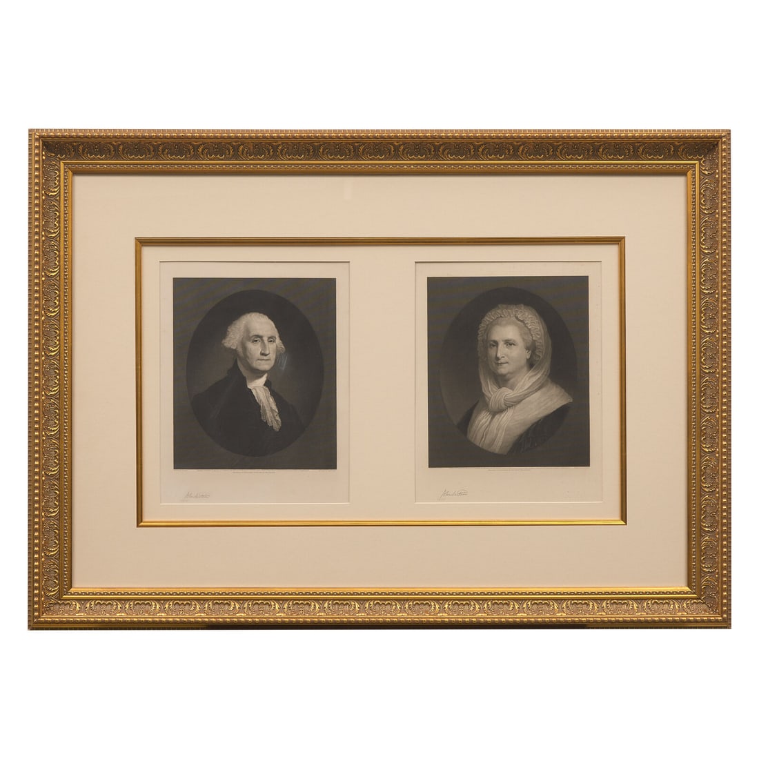 [Presidential] Sartain, John. Dual Signed Engraved Proof Portraits of George and Martha Washington (1 of 3)