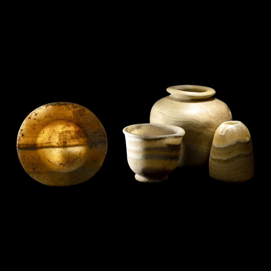 Four Egyptian Alabaster Vessels (1 of 4)