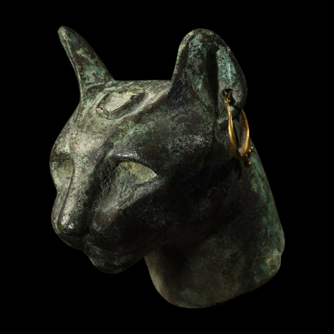 An Egyptian Bronze Head of a Cat (1 of 5)