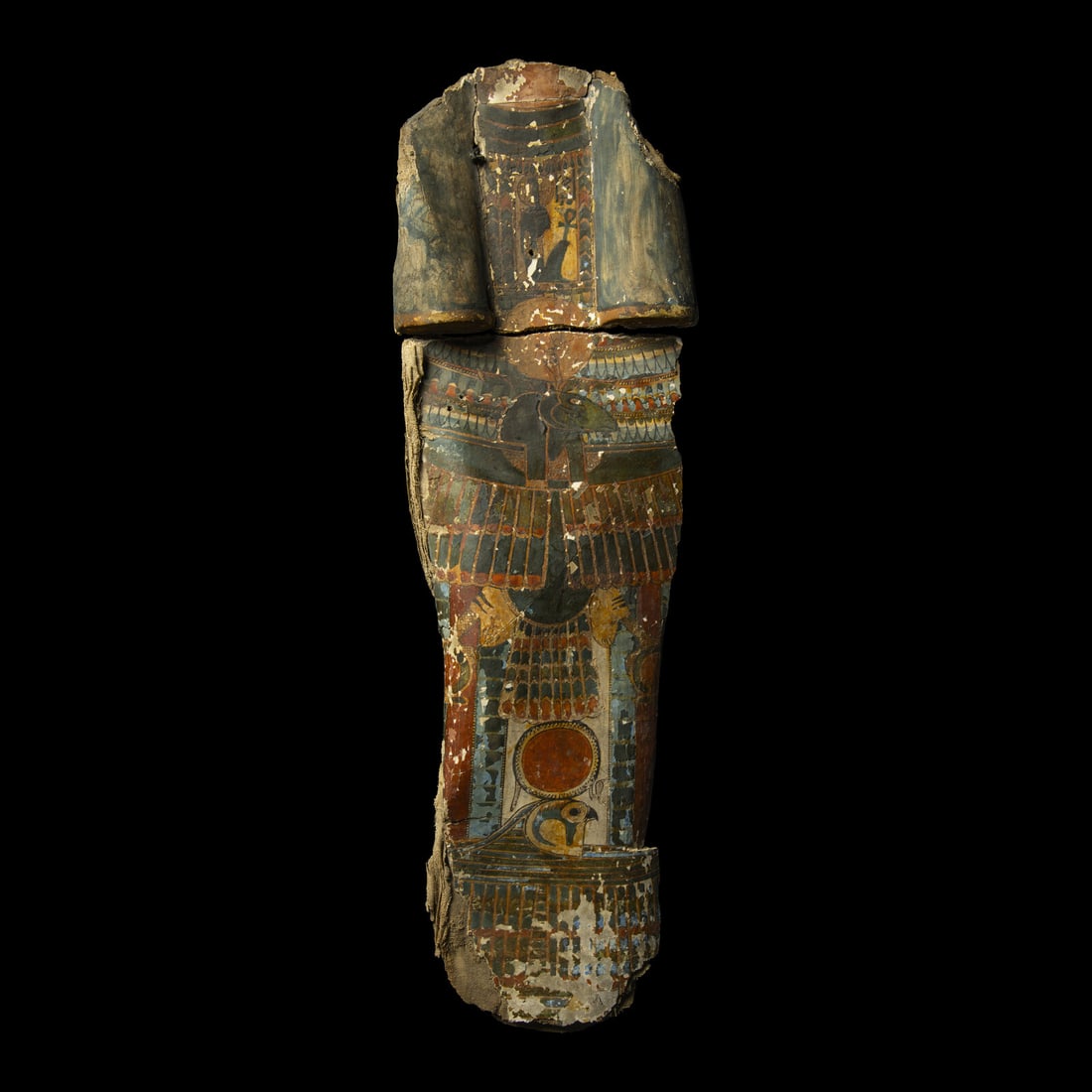 Two Egyptian Cartonnage Fragments: Two Egyptian Cartonnage Fragments Ptolemaic Period, 304-30 B.C. Height 45.3 cm (17 13/16 inches). Property from Thomas and Mary Olson, Philadelphia This lot is located in Chicago. Provenance: Dayton A