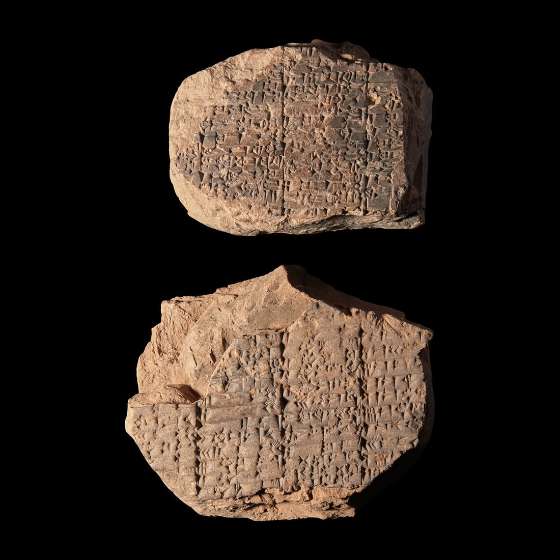 Two Mesopotamian Clay Cuneiform Tablet Fragments (1 of 2)