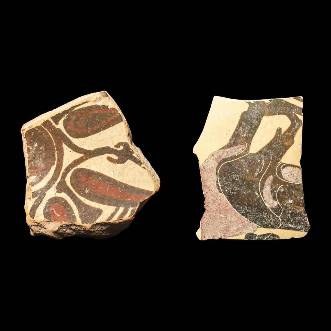 Two Corinthian Black-Figured Vase Fragments: Two Corinthian Black-Figured Vase Fragments Circa 6th Century B.C. Height of largest Height 5.2 cm (2 1/16 inches). Property from an Illinois Private Collection This lot is located in Chicago. Provena