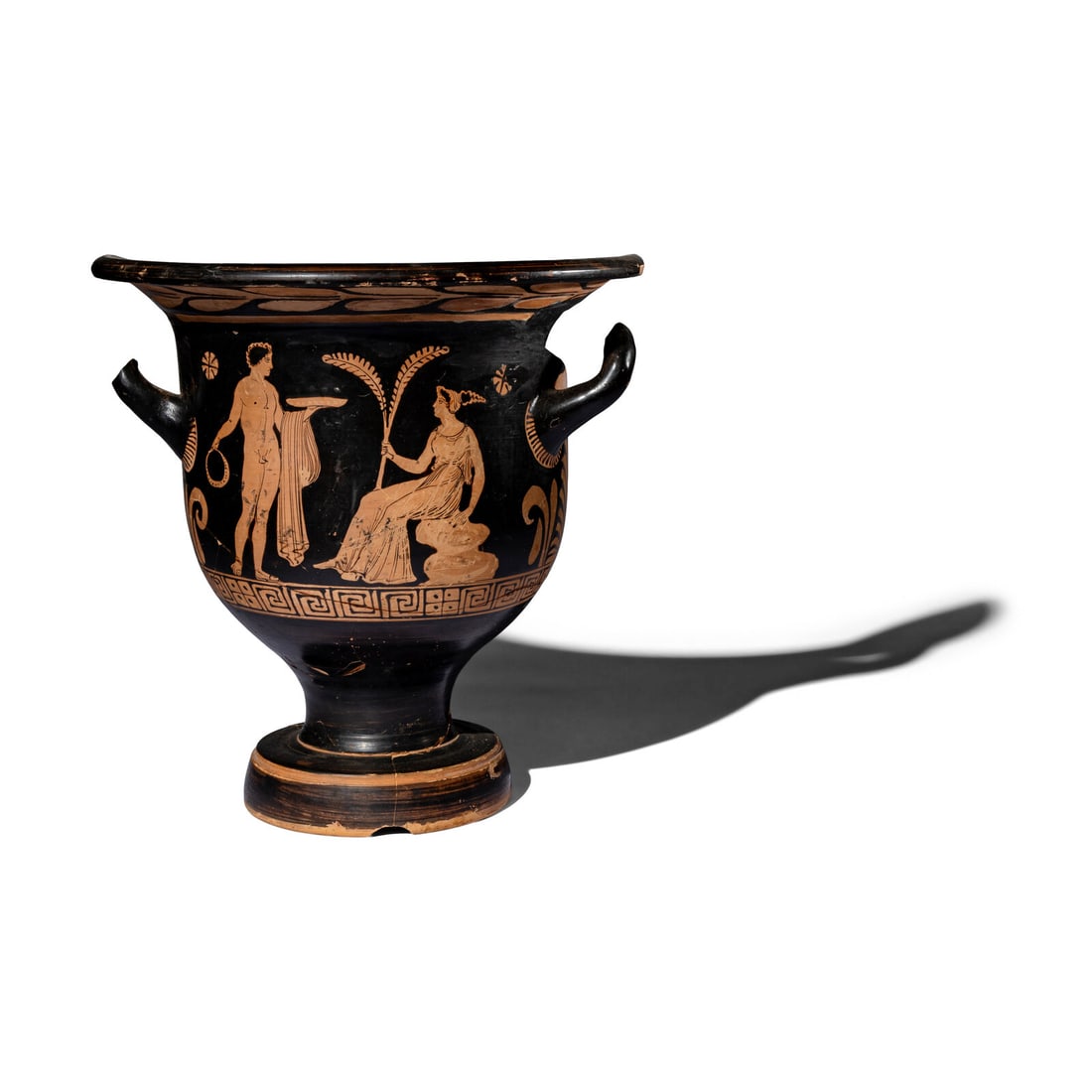 An Apulian Red-Figured Bell Krater Fragment: An Apulian Red-Figured Bell Krater Fragment Attributed to the Subgroup of Vatican X6, Varrese Group, Circa Early 4th Century B.C. Height 28.7 cm (11 1/4 inches). Property from the Estate of Iris Corne
