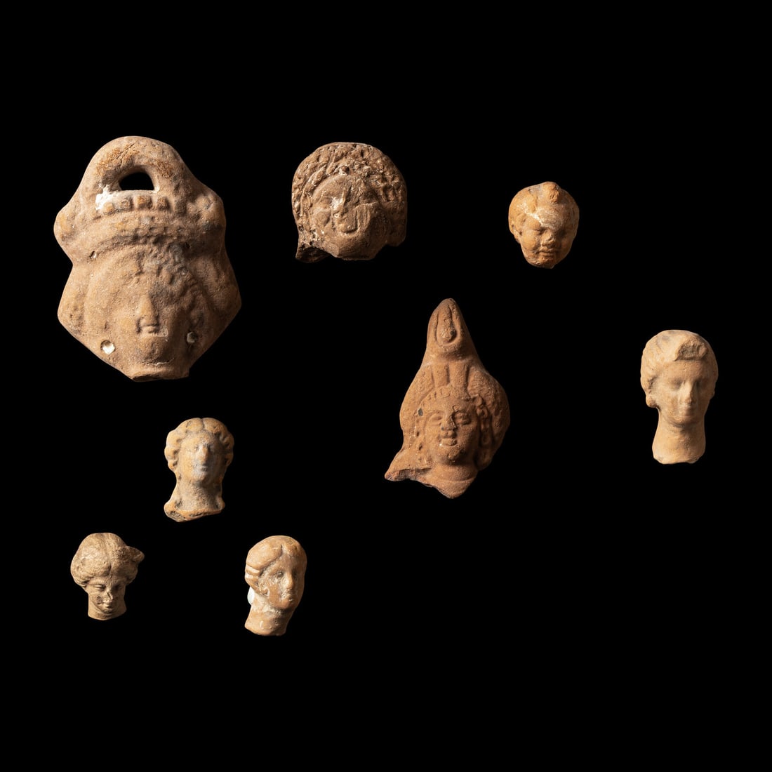 Eight Hellenistic and Romano-Egyptian Terracotta Heads (1 of 2)