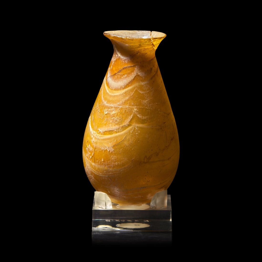 A Roman Amber Marbled Glass Flask (1 of 4)