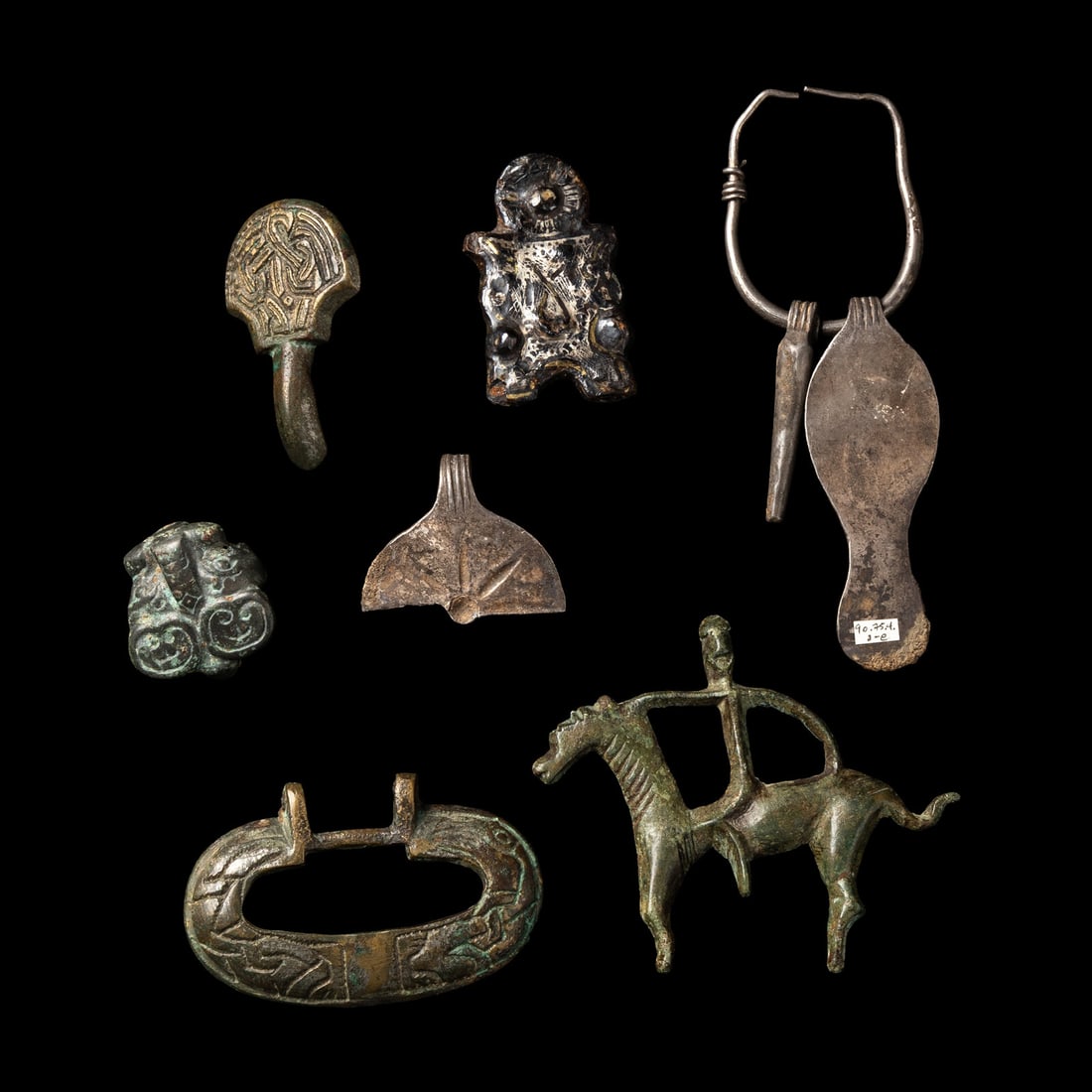 Seven Eurasian Bronze and Silver Items (1 of 2)