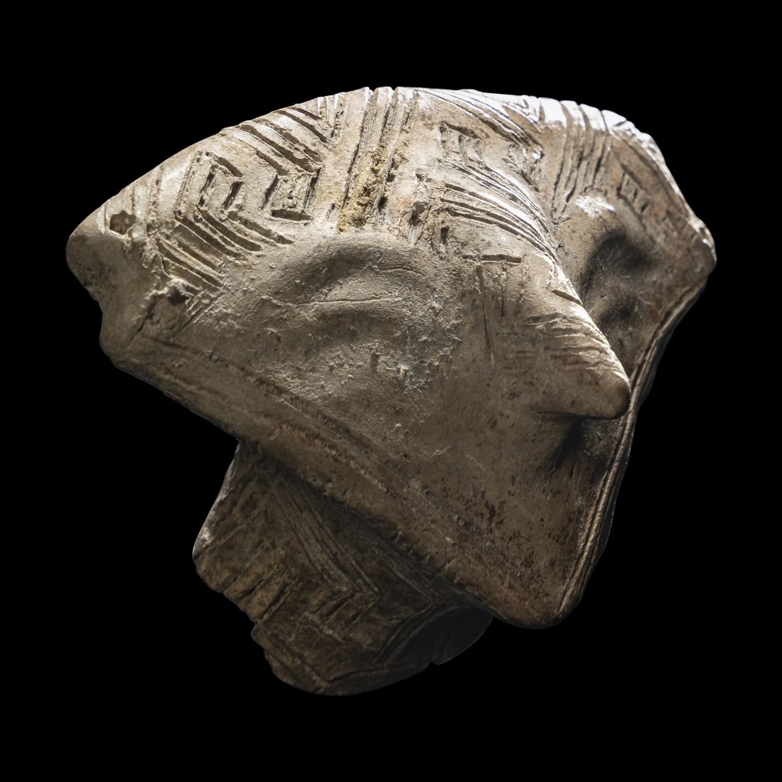 A Vinca Terracotta Head: A Vinca Terracotta Head Circa 6thñ5th Millennium B.C. Width 9 cm (3 1/2 inches). Property from a Pacific Northwest Collection This lot is located in Chicago. Provenance: Ward Gallery, New York; w