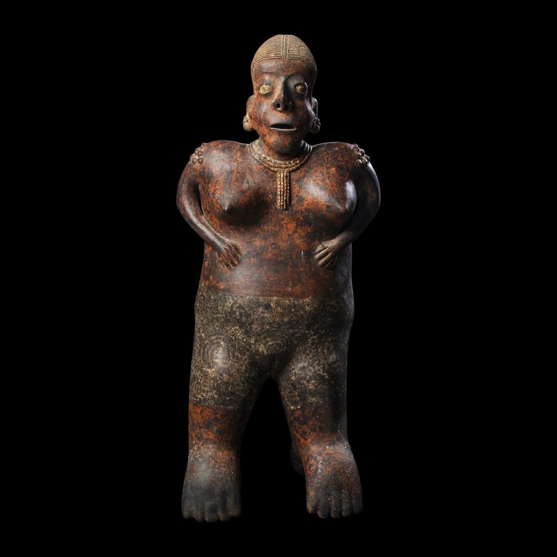 A Nayarit Terracotta Female Standing Figure: A Nayarit Terracotta Female Standing Figure West Mexico, Circa 1st Century B.C.-2nd Century A.D. Height 63 cm (24 3/4 inches). Collection of David B. Lawall This lot is located in Chicago.
