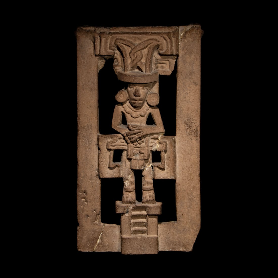 A Teotihuacan Terracotta Figural Vessel Leg: A Teotihuacan Terracotta Figural Vessel Leg Circa 150-650 A.D. Height 22.5 cm (8 7/8 inches). Property from the Whitman Collection, Boulder, Colorado This lot is located in Chicago. Provenance: Privat