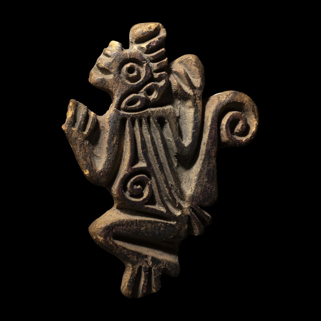 An Aztec Terracotta Seal Stamp in the Form of a Monkey (1 of 3)