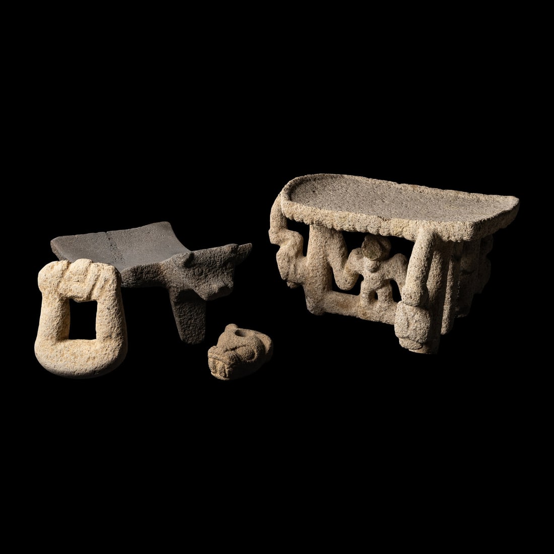 Four Costa Rican Volcanic Stone Items (1 of 2)