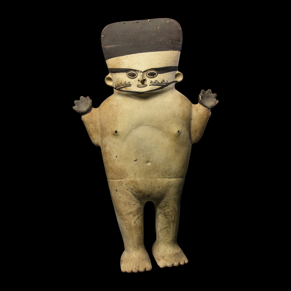A Chancay Bichrome Cuchimilco Figure: A Chancay Bichrome Cuchimilco Figure Circa 1100-1400 A.D. Height 62 cm (24 3/8 inches). This lot is located in Chicago. Provenance: The Lands Beyond, New York. David B. Lawall (d. 2025) Collection, fo