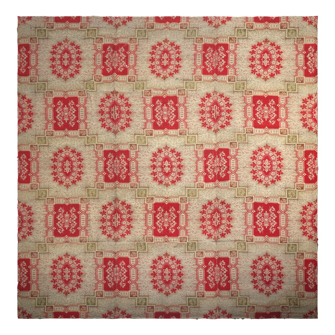 A Woven Wool Ingrain Carpet: A Woven Wool Ingrain Carpet Circa 1840 128 x 108 inches. Property of The National Society of The Colonial Dames of America in the State of Illinois This lot is located in Philadelphia. Provenance: Pur