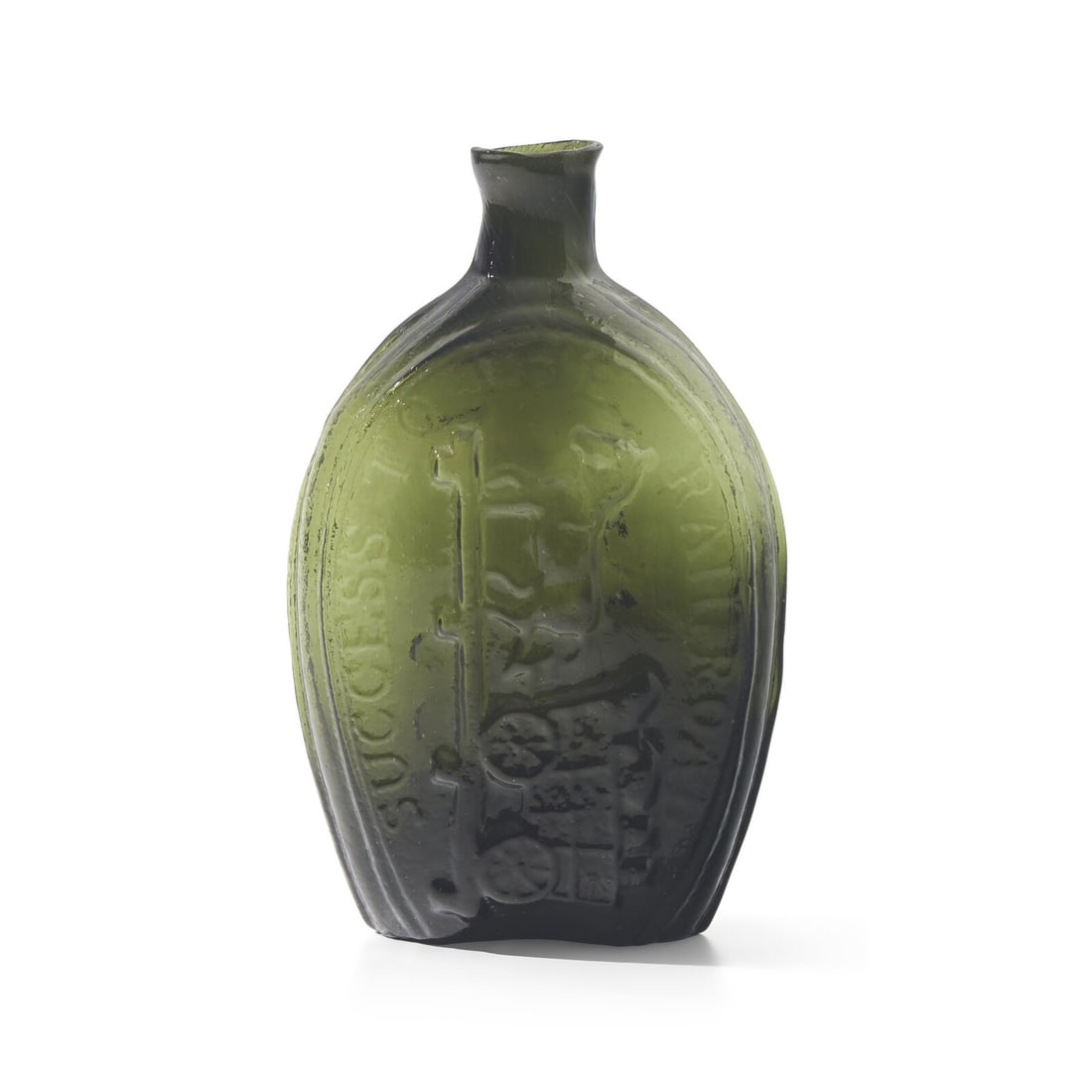 A "Success to the Railroad" Blown and Molded Glass Flask (1 of 6)