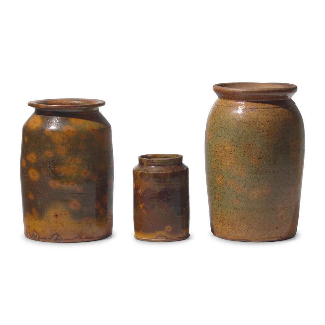 Three Galena Glazed Redware Crocks (1 of 6)