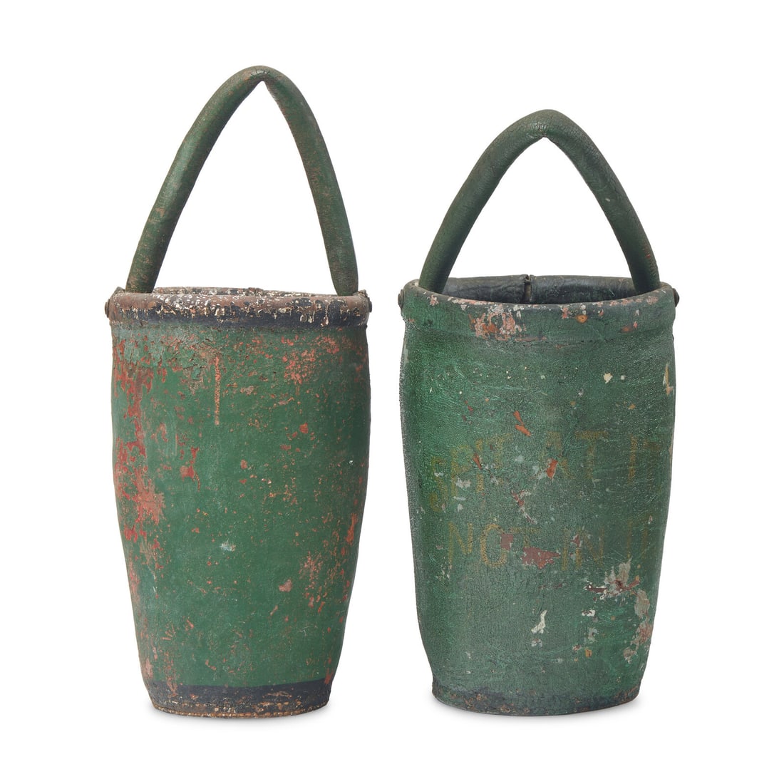An Assembled Pair of Painted Leather Fire Buckets (1 of 7)