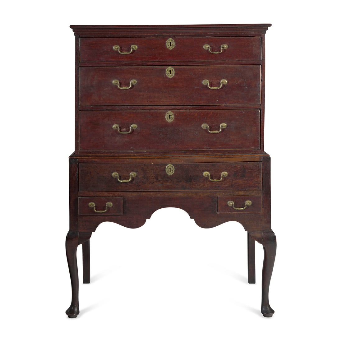 A Diminutive Queen Anne Oak High Chest of Drawers (1 of 3)