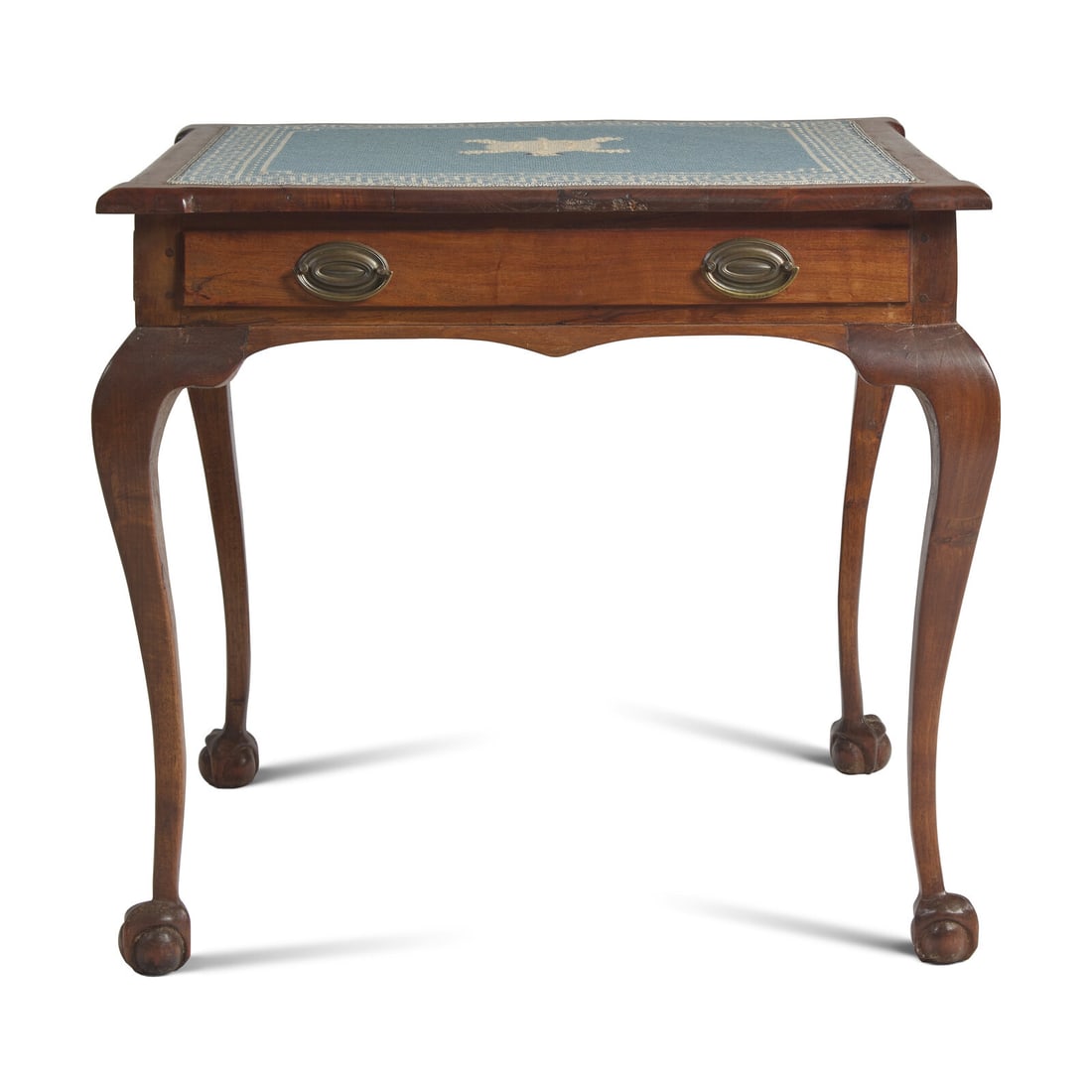 A Chippendale Style Mahogany Games Table Inset with Needlepoint Top (1 of 3)