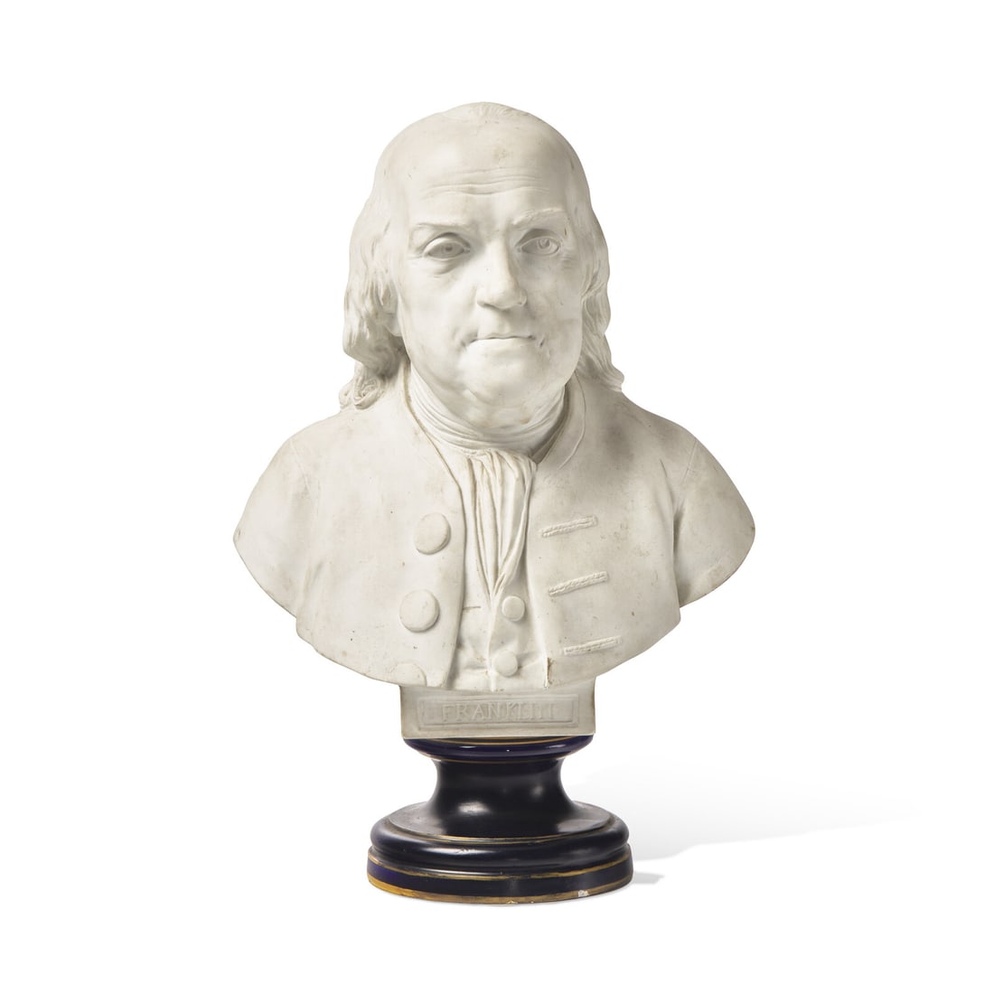 A Sevres Bisque Porcelain Bust of Benjamin Franklin, After the Example by Jean-Jacques Caffieri (1 of 5)