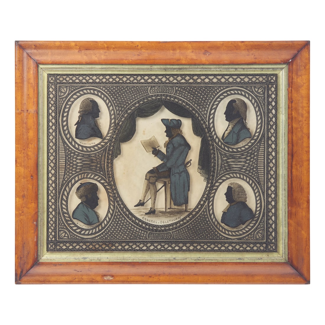American School 19th Century, An Eglomise Group Profile Silhouette Portrait Depicting General James (1 of 2)