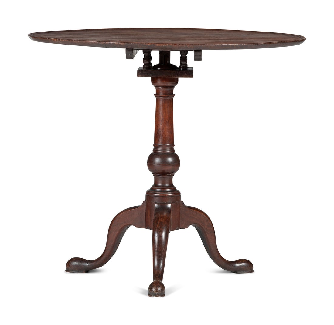 A Chippendale Carved and Figured Mahogany Tilt-Top Tea Table (1 of 3)