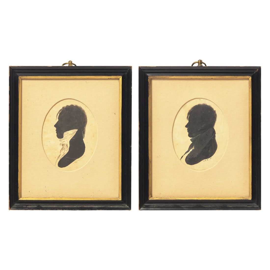 American School 19th Century, Two Silhouette Profiles Portraits of Ruggles Family Members (1 of 2)