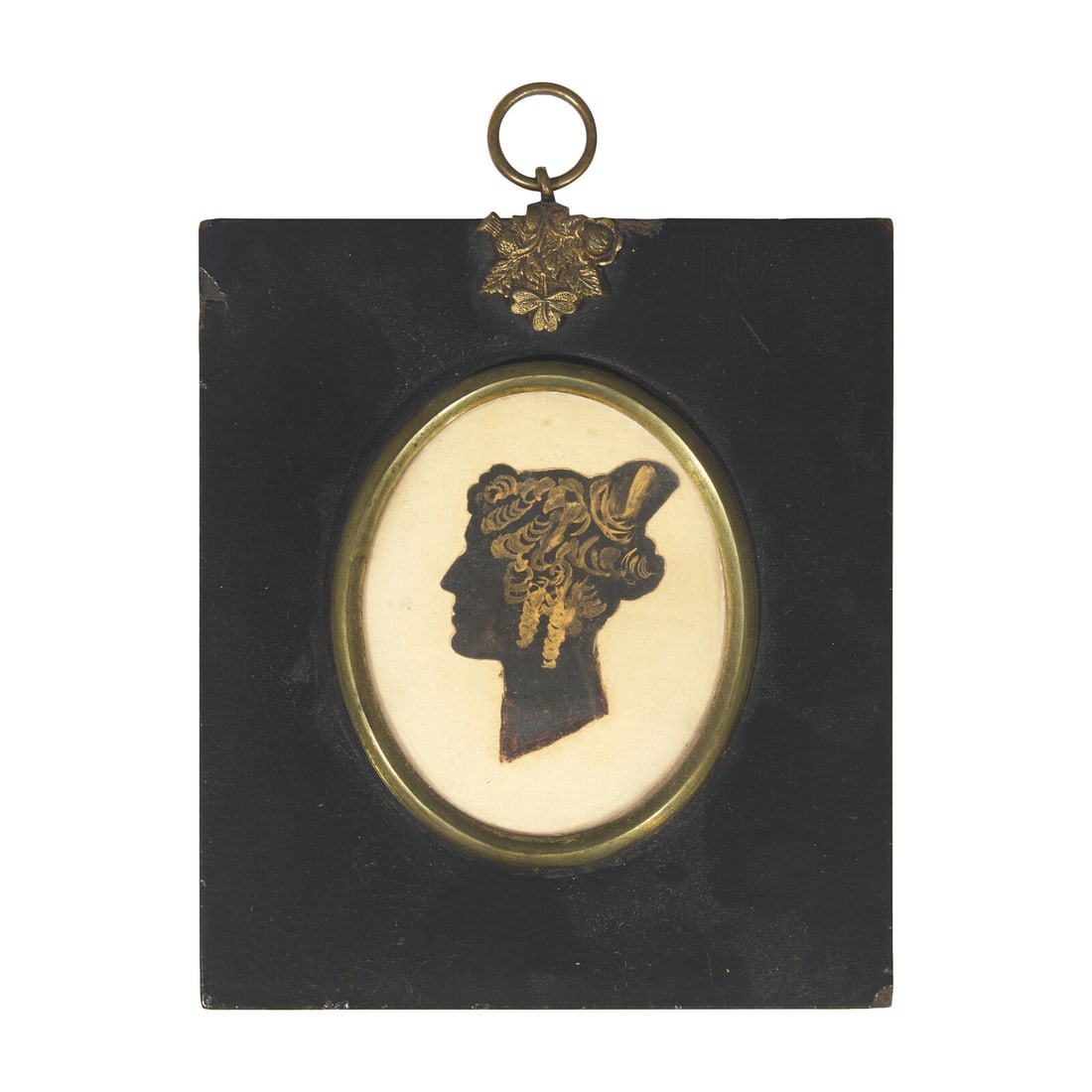 Anglo-American School 19th Century, A Profile Silhouette Portrait Miniature of a Lady
