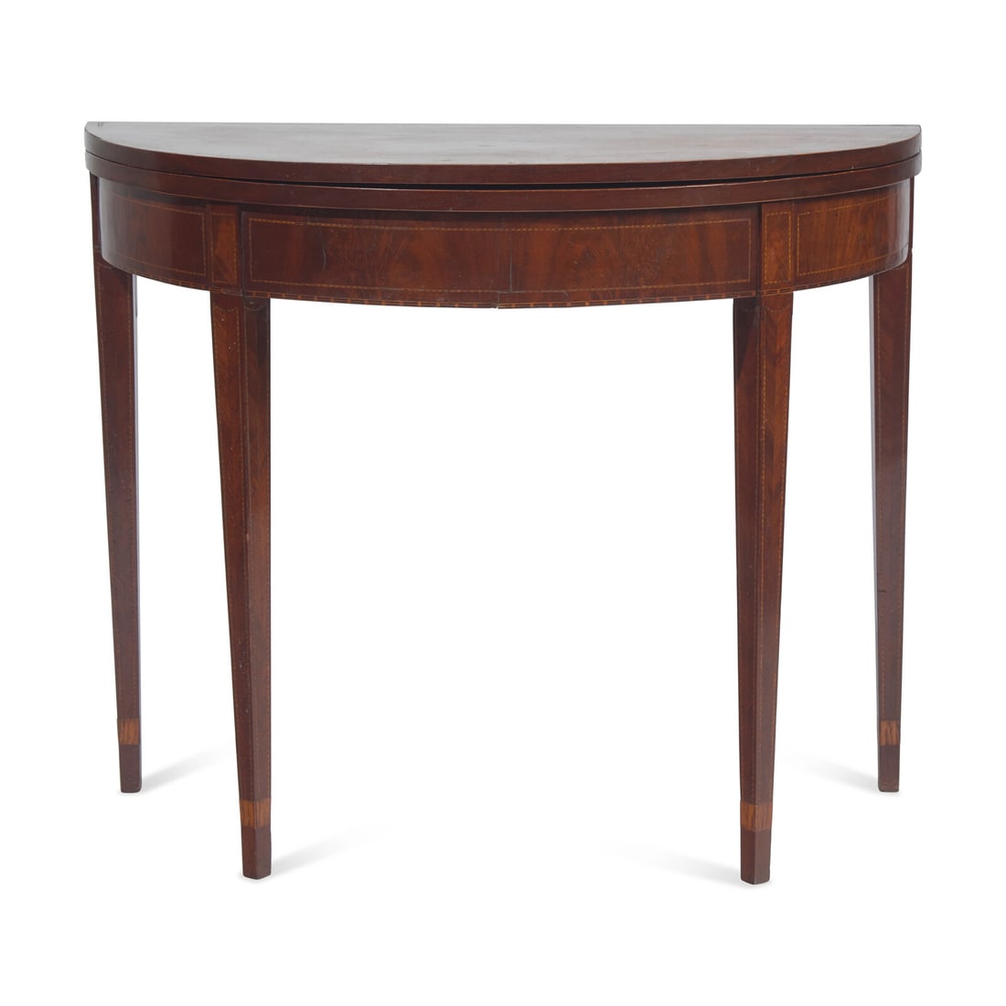 A Federal Inlaid Mahogany Demilune Card Table (1 of 4)