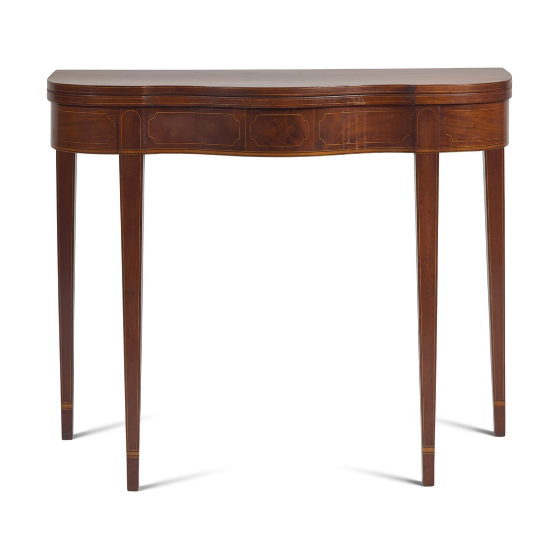A Federal Inlaid Mahogany Serpentine Card Table (1 of 4)