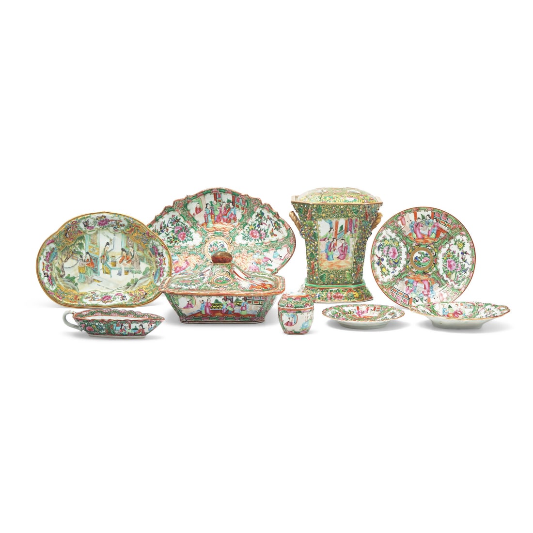 An Assorted Group of Chinese Export Porcelain Rose Medallion and Rose Mandarin Tablewares (1 of 4)