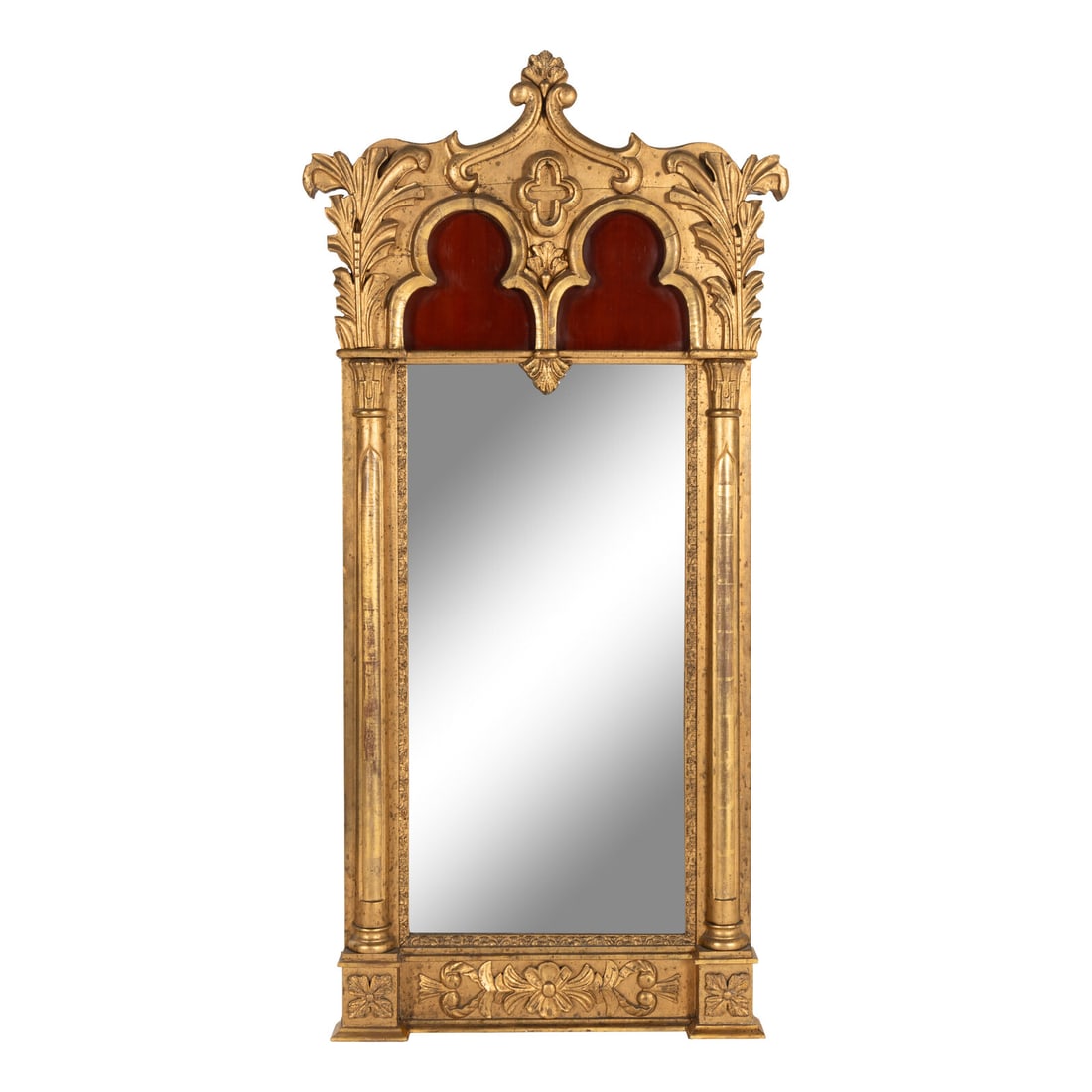 A Gothic Revival Giltwood and Gesso Pier Glass. (1 of 3)