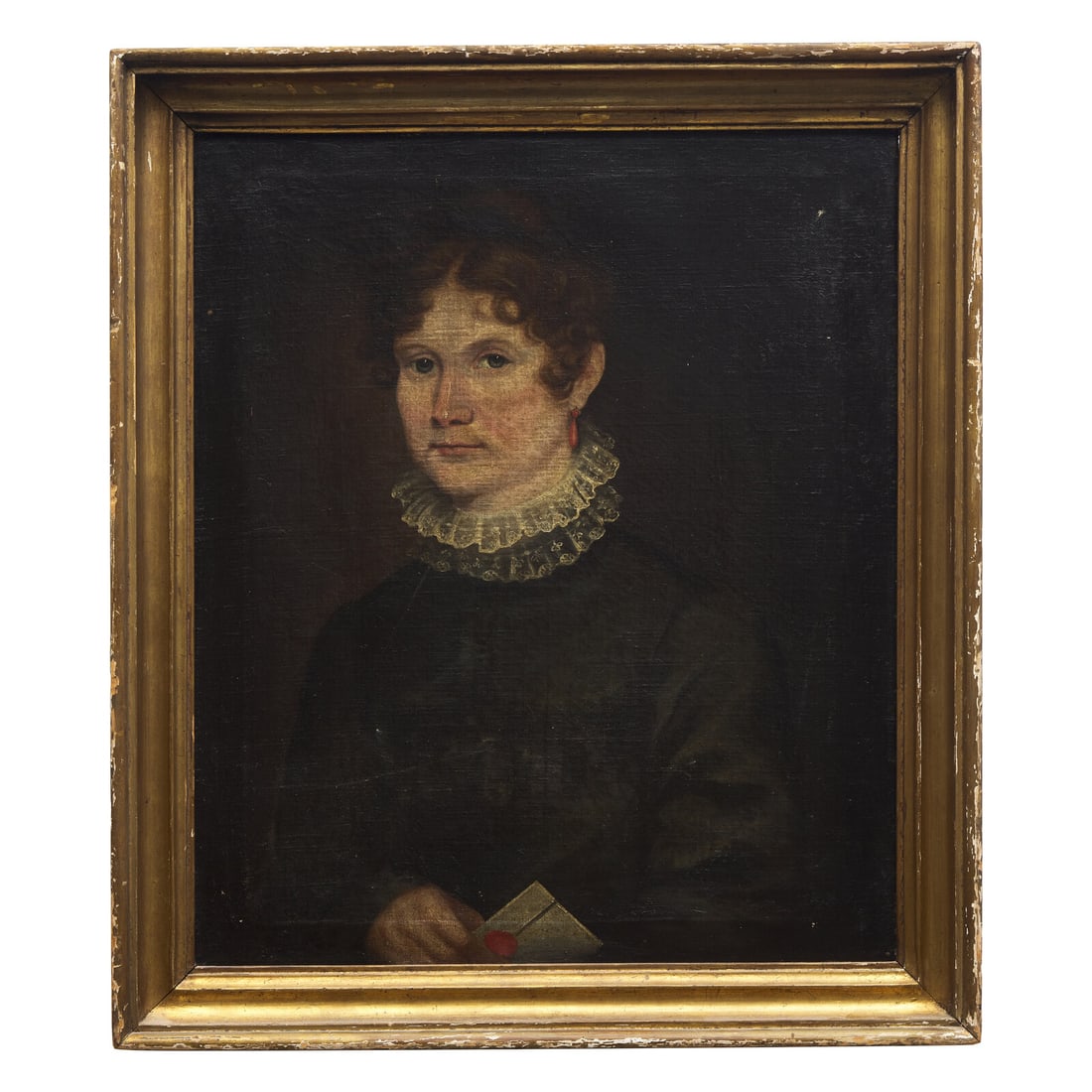 Anglo-American School 19th Century, A Portrait of a Lady with Letter (1 of 3)