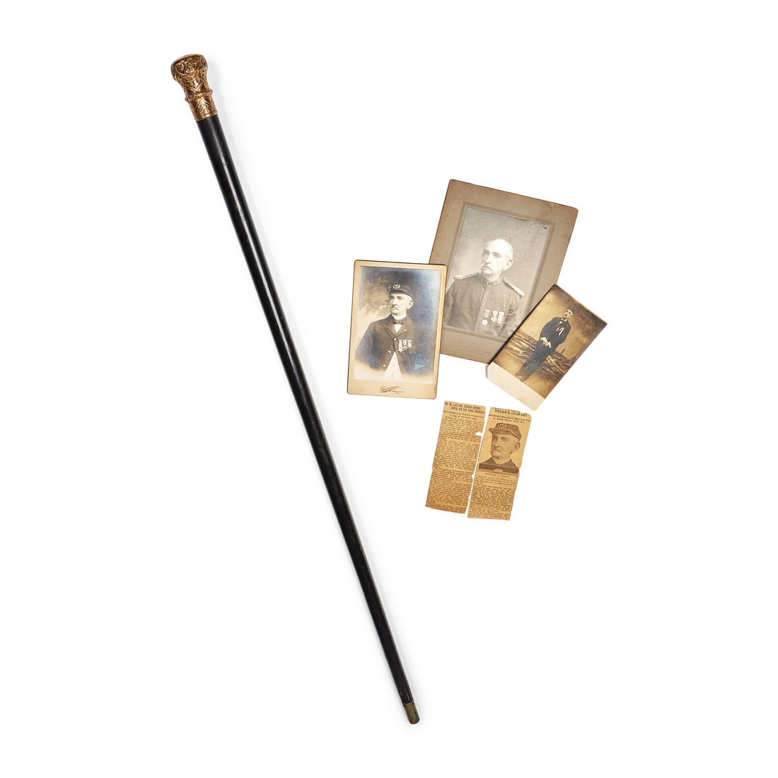 A Presentation Ebonized Wood Walking Stick with Gold-Plated Mount (1 of 4)