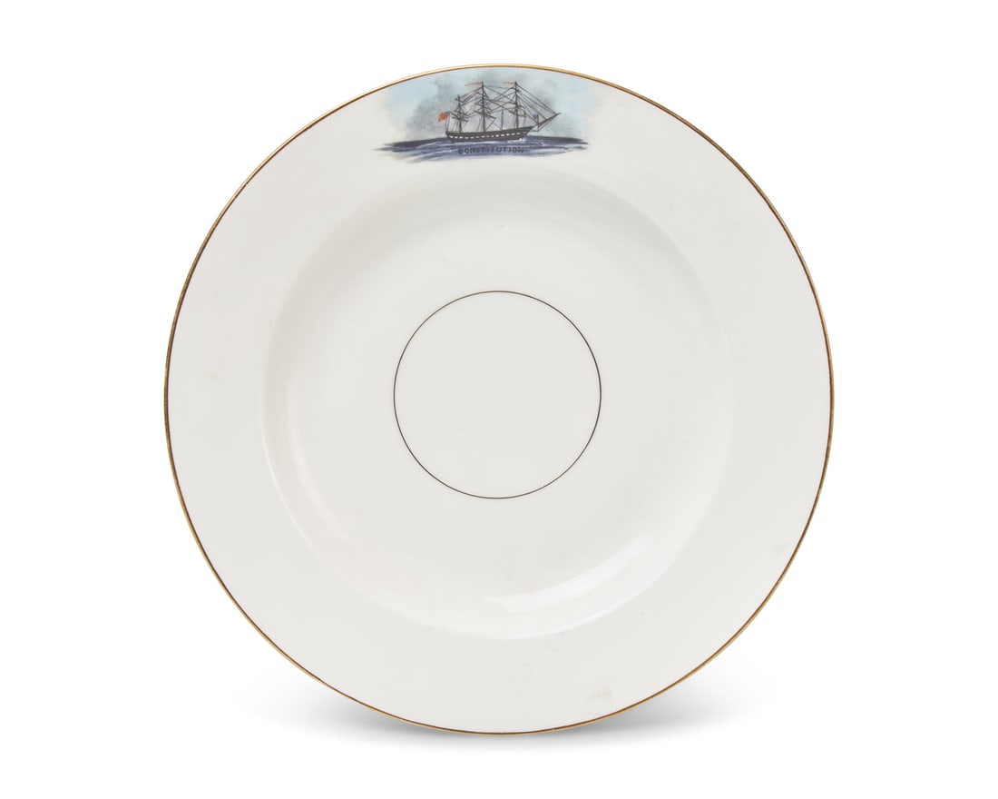 A French Porcelain Commemorative "Constitution" Soup Plate Made for the American Market