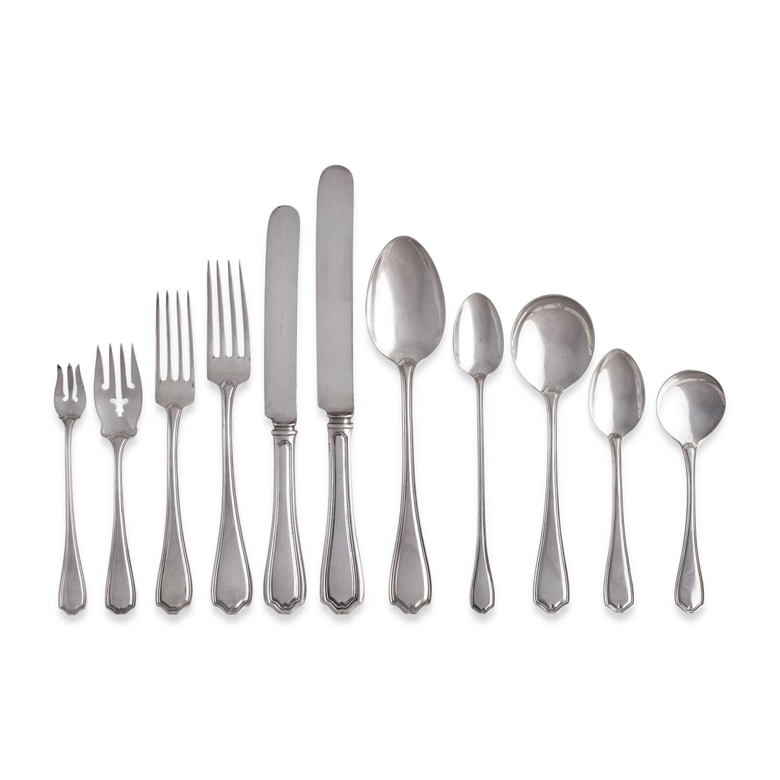 A Cased Sterling Silver Flatware Service in the "Hepplewhite" Pattern (1 of 3)