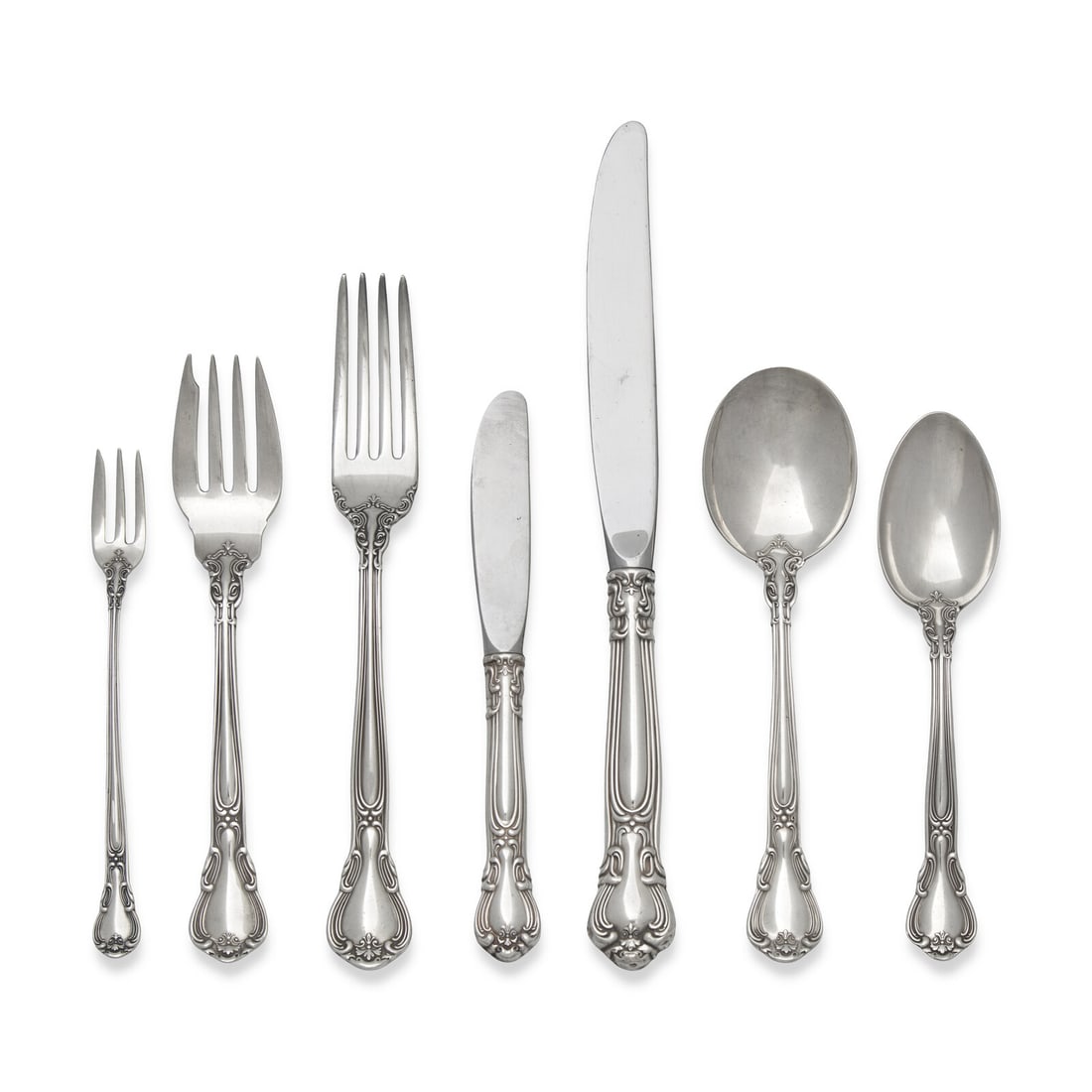 An Assembled Set of Sterling Silver Flatware in the "Chantilly" Pattern (1 of 3)