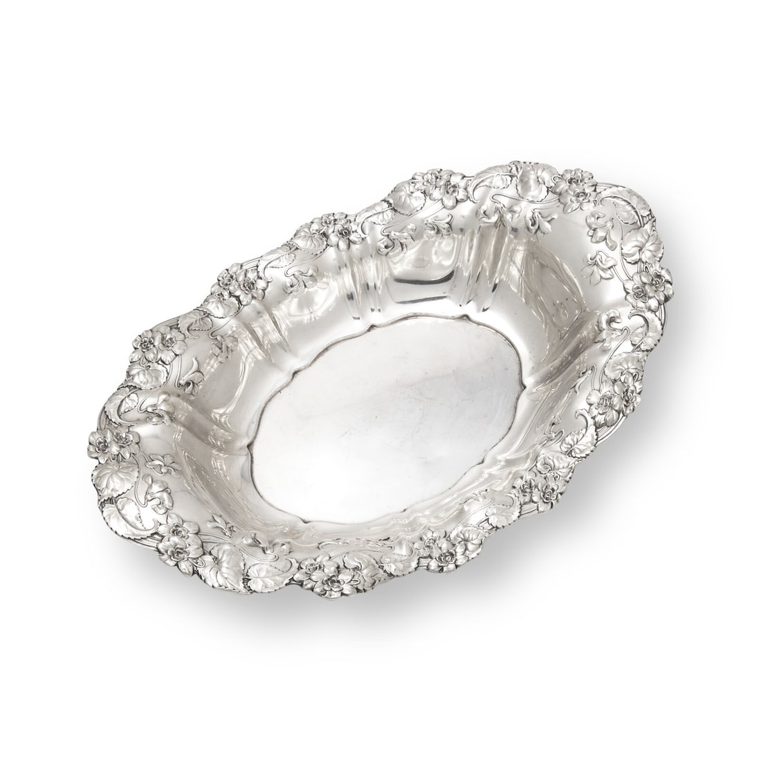 A Sterling Silver Floral Repousse Dish (1 of 4)