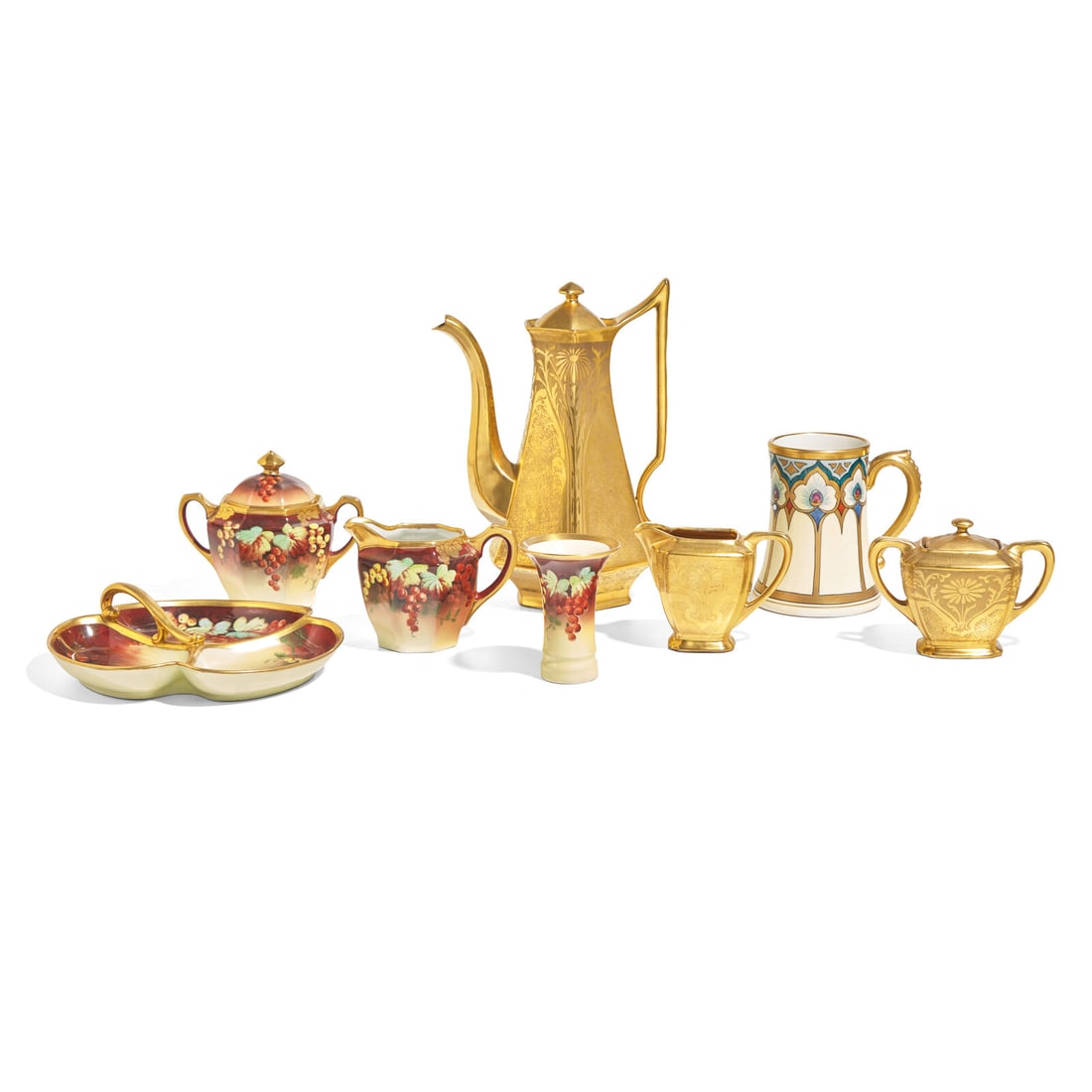 A Group of Eight Enamel and Gilt-Decorated Porcelain Tablewares (1 of 2)