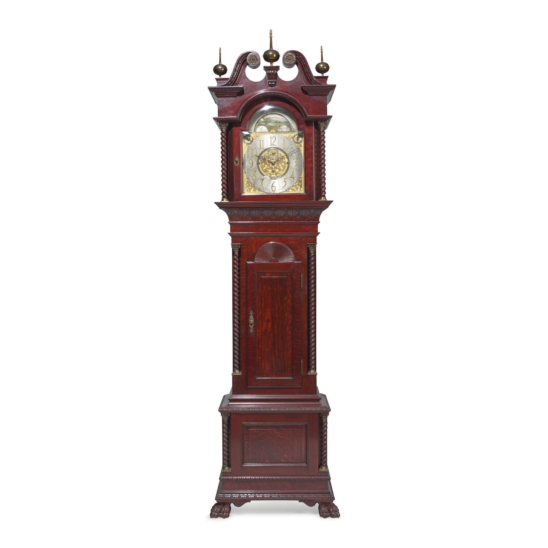 A Colonial Revival Carved Oak Tall Case Clock (1 of 3)
